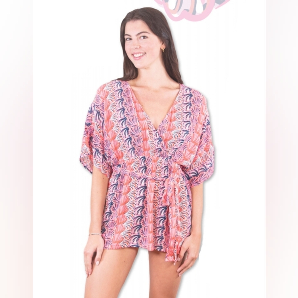 Simply Southern Scallop Shell Kimono Beach Cover-up Size S/M NWT